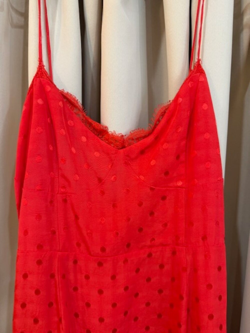 Line and Dot Red Poka Dot Mini Dress Size L - Picture 6 of 6